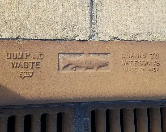 Closeup of a storm drain.