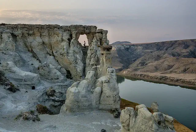 White cliffs overlooking the river.